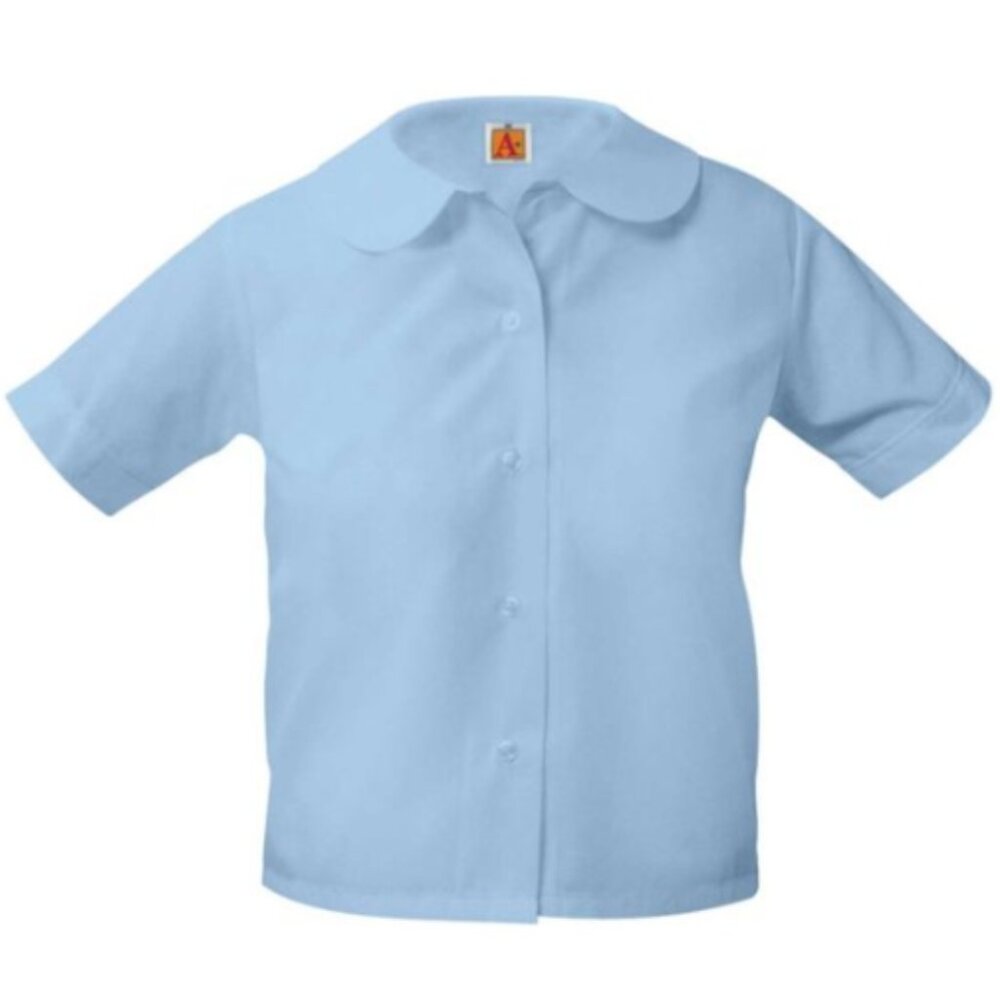 Peter Pan Short Sleeve Broadcloth Blouse - 9381 - Blue